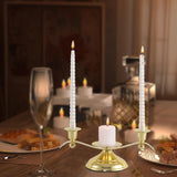 Maxbell Candle Holder Desktop Ornament Pillar Candle Stand for Hotel Festival Mantel Gold