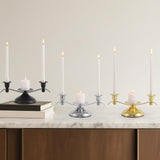 Maxbell Candle Holder Desktop Ornament Pillar Candle Stand for Hotel Festival Mantel Silver