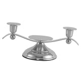 Maxbell Candle Holder Desktop Ornament Pillar Candle Stand for Hotel Festival Mantel Silver
