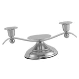 Maxbell Candle Holder Desktop Ornament Pillar Candle Stand for Hotel Festival Mantel Silver
