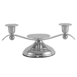 Maxbell Candle Holder Desktop Ornament Pillar Candle Stand for Hotel Festival Mantel Silver