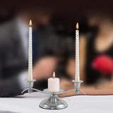 Maxbell Candle Holder Desktop Ornament Pillar Candle Stand for Hotel Festival Mantel Silver
