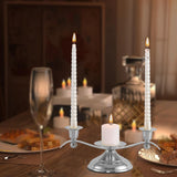 Maxbell Candle Holder Desktop Ornament Pillar Candle Stand for Hotel Festival Mantel Silver