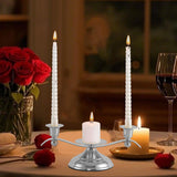 Maxbell Candle Holder Desktop Ornament Pillar Candle Stand for Hotel Festival Mantel Silver