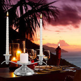 Maxbell Candle Holder Desktop Ornament Pillar Candle Stand for Hotel Festival Mantel Silver
