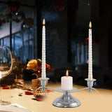 Maxbell Candle Holder Desktop Ornament Pillar Candle Stand for Hotel Festival Mantel Silver