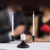 Maxbell Candle Holder Desktop Ornament Pillar Candle Stand for Hotel Festival Mantel Black