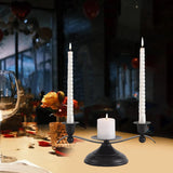 Maxbell Candle Holder Desktop Ornament Pillar Candle Stand for Hotel Festival Mantel Black