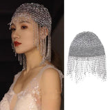 Maxbell Rhinestone Headpiece Cap Hair Accessories for Masquerade Parties Belly Dance