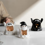 Maxbell Ghost Ceramic Candle Holder Handmade Tabletop Ornament for Kitchen Farmhouse