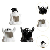 Maxbell Ghost Ceramic Candle Holder Handmade Tabletop Ornament for Kitchen Farmhouse