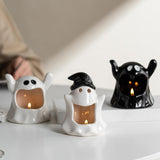 Maxbell Ghost Ceramic Candle Holder Handmade Tabletop Ornament for Kitchen Farmhouse