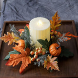 Maxbell Thanksgiving Candle Ring Tabletop Rustic Ornament for Holiday Halloween