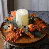 Maxbell Thanksgiving Candle Ring Tabletop Rustic Ornament for Holiday Halloween