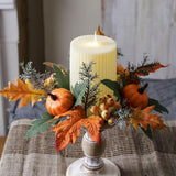Maxbell Thanksgiving Candle Ring Tabletop Rustic Ornament for Holiday Halloween
