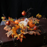 Maxbell Candle Ring Artificial Wreath Fall Wreath for Festival Living Room Farmhouse