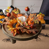 Maxbell Candle Ring Artificial Wreath Fall Wreath for Festival Living Room Farmhouse