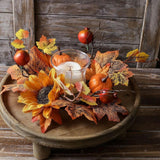Maxbell Candle Ring Artificial Wreath Fall Wreath for Festival Living Room Farmhouse