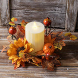 Maxbell Candle Ring Artificial Wreath Fall Wreath for Festival Living Room Farmhouse