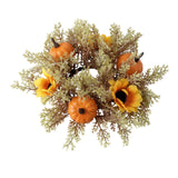 Maxbell Candle 9.8" Decoration Candle Wreath for Party Thanksgiving Celebration Orange Pumpkins