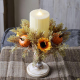 Maxbell Candle 9.8" Decoration Candle Wreath for Party Thanksgiving Celebration Orange Pumpkins