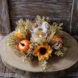 Maxbell Candle 9.8" Decoration Candle Wreath for Party Thanksgiving Celebration Orange Pumpkins