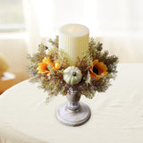 Maxbell Candle 9.8" Decoration Candle Wreath for Party Thanksgiving Celebration White Pumpkins