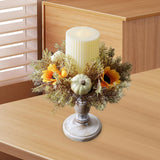 Maxbell Candle 9.8" Decoration Candle Wreath for Party Thanksgiving Celebration White Pumpkins