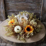 Maxbell Candle 9.8" Decoration Candle Wreath for Party Thanksgiving Celebration White Pumpkins