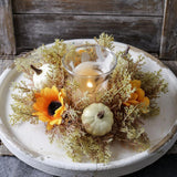 Maxbell Candle 9.8" Decoration Candle Wreath for Party Thanksgiving Celebration White Pumpkins