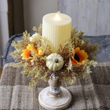 Maxbell Candle 9.8" Decoration Candle Wreath for Party Thanksgiving Celebration White Pumpkins