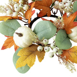 Maxbell Autumn Candle Ring Wreath Lightweight for Indoor Outdoor Tabletop Decoration White Pumpkin