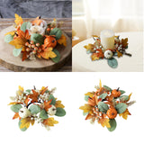 Maxbell Autumn Candle Ring Wreath Lightweight for Indoor Outdoor Tabletop Decoration White Pumpkin