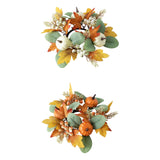 Maxbell Autumn Candle Ring Wreath Lightweight for Indoor Outdoor Tabletop Decoration White Pumpkin