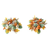 Maxbell Autumn Candle Ring Wreath Lightweight for Indoor Outdoor Tabletop Decoration White Pumpkin
