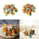 Maxbell Autumn Candle Ring Wreath Lightweight for Indoor Outdoor Tabletop Decoration White Pumpkin