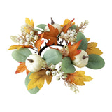 Maxbell Autumn Candle Ring Wreath Lightweight for Indoor Outdoor Tabletop Decoration White Pumpkin
