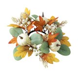Maxbell Autumn Candle Ring Wreath Lightweight for Indoor Outdoor Tabletop Decoration White Pumpkin