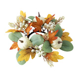 Maxbell Autumn Candle Ring Wreath Lightweight for Indoor Outdoor Tabletop Decoration White Pumpkin