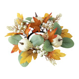 Maxbell Autumn Candle Ring Wreath Lightweight for Indoor Outdoor Tabletop Decoration White Pumpkin