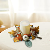 Maxbell Autumn Candle Ring Wreath Lightweight for Indoor Outdoor Tabletop Decoration White Pumpkin
