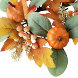 Maxbell Autumn Candle Ring Wreath Lightweight for Indoor Outdoor Tabletop Decoration Orange Pumpkin