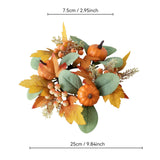 Maxbell Autumn Candle Ring Wreath Lightweight for Indoor Outdoor Tabletop Decoration Orange Pumpkin