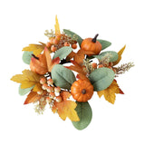 Maxbell Autumn Candle Ring Wreath Lightweight for Indoor Outdoor Tabletop Decoration Orange Pumpkin