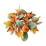 Maxbell Autumn Candle Ring Wreath Lightweight for Indoor Outdoor Tabletop Decoration Orange Pumpkin