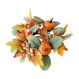 Maxbell Autumn Candle Ring Wreath Lightweight for Indoor Outdoor Tabletop Decoration Orange Pumpkin