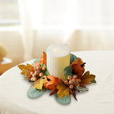 Maxbell Autumn Candle Ring Wreath Lightweight for Indoor Outdoor Tabletop Decoration Orange Pumpkin