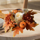 Maxbell Candle Ring Decor Gifts Artificial Wreath for Dining Room Farmhouse Festival
