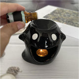Maxbell Essential Oil Burner Aroma Oil Warmer Porcelain Ornament for Office Yoga Black