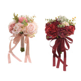 Maxbell Wedding Bouquet Centerpieces Romantic Hand Flower for Party Photo Props Home Pink